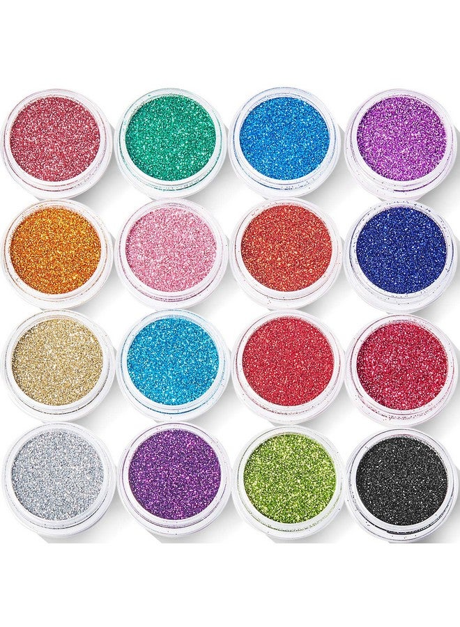 Yaomiao 16 Colors Holographic Nail Glitter Sequins Powder Holo Laser Cosmetic Festival Powder For Face Body Eye Festival Hair With 6 Small Brushes - Image 2