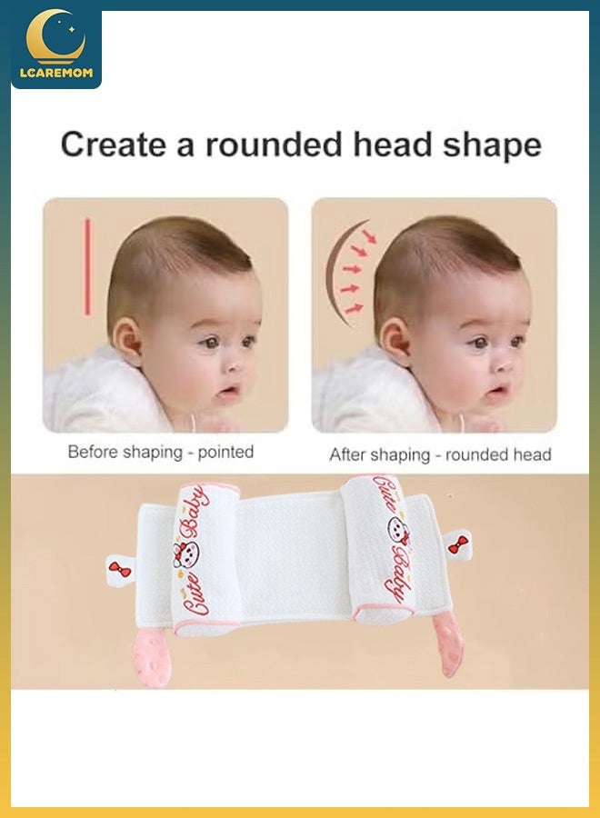 LCAREMOM Baby Head Shaping Pillow, Adjustable Distance, Millet Filling, Soft Newborn Pillow to Prevent Flat Head,Side Sleeping Design, Breathable and Washable,Baby Sleeping Pillow for Newborns and Infant (Cute Rabbit) - Image 2