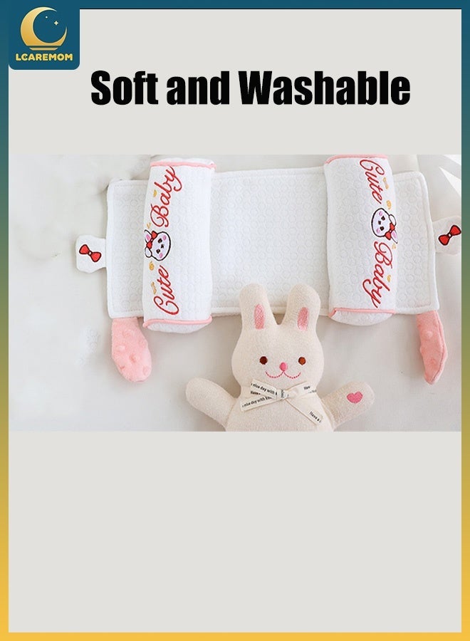 LCAREMOM Baby Head Shaping Pillow, Adjustable Distance, Millet Filling, Soft Newborn Pillow to Prevent Flat Head,Side Sleeping Design, Breathable and Washable,Baby Sleeping Pillow for Newborns and Infant (Cute Rabbit) - Image 3