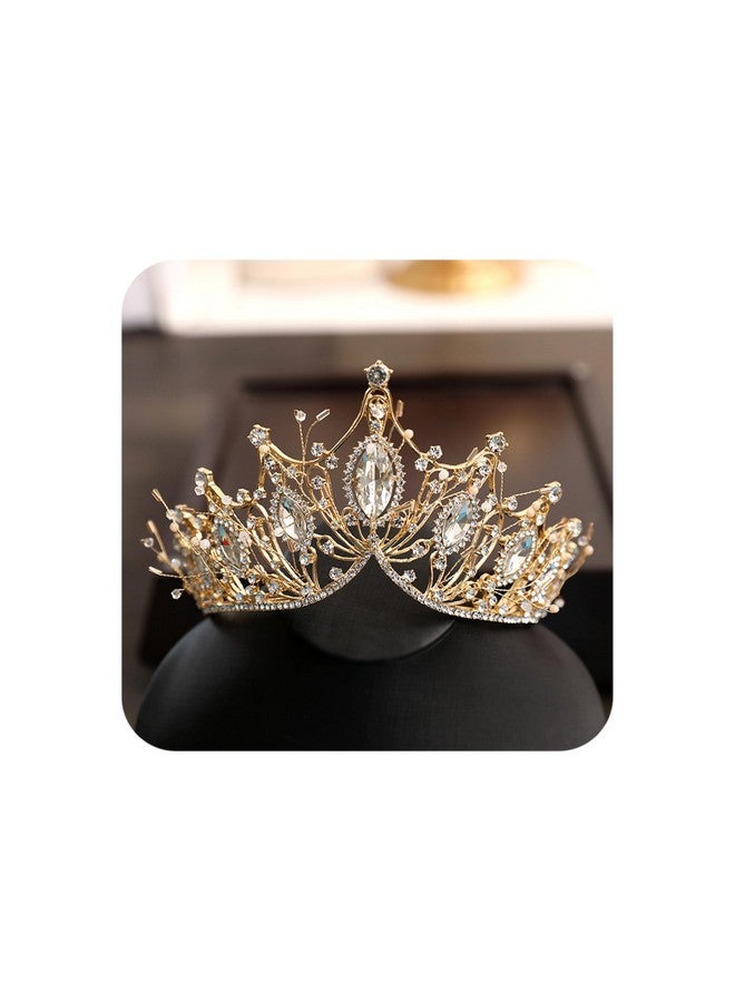 كوسايد تاج ذهبي من COCIDE للنساء، تاج ملكة باروكية وتاج للفتيات، عصابة رأس من الكريستال، تاج حورية البحر، إكسسوارات شعر الأميرة لحفلات أعياد الميلاد ووصيفات العروس وأزياء الهالوين والتنكر - Image 1