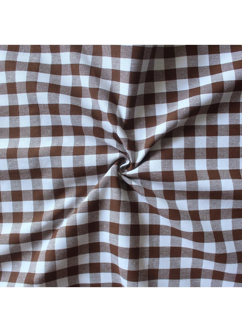 AIRWILL AIRWILL Cotton Gingham Check Brown Designed Blackout and Room Darkening 7ft Door Curtains Pack of 1 pc Checks Brown  - Image 2