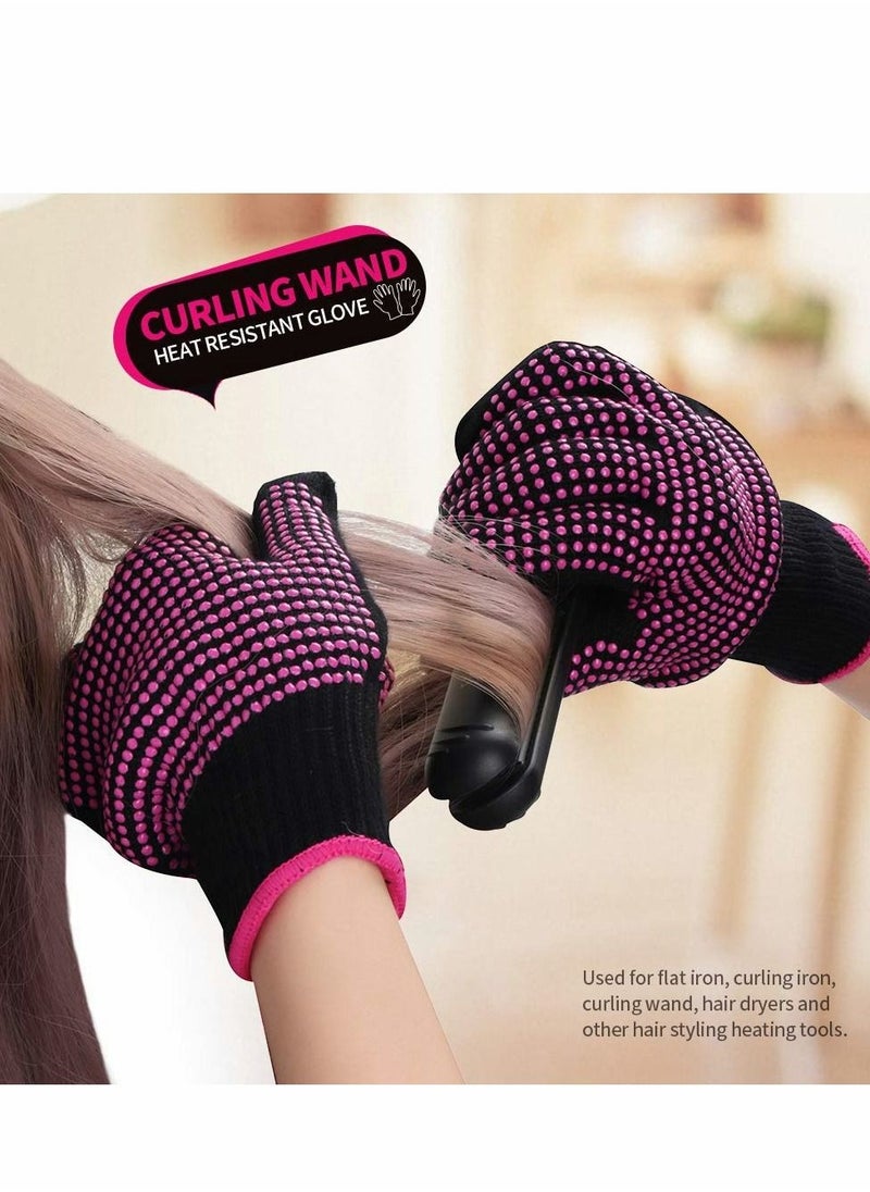 Y&D - Heat Resistant Gloves Silicone Non Slip Gloves for Hair Styling Fit All Hand Size Professional Mitts For Hot Curling Iron Wand Flat Straightener - Image 1