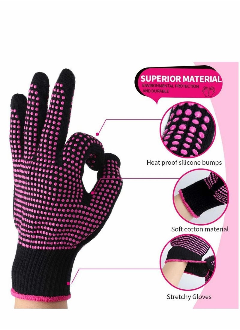 Y&D - Heat Resistant Gloves Silicone Non Slip Gloves for Hair Styling Fit All Hand Size Professional Mitts For Hot Curling Iron Wand Flat Straightener - Image 1