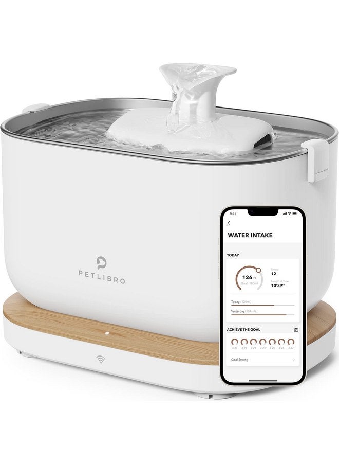 PETLIBRO PETLIBRO App Monitoring Cat Water Fountain, 2.5L/84oz Dockstream Pet Water Fountains for Cats Indoor, Automatic Cat Water Dispenser for Drinking with 2.4G Wi-Fi, Smart Fountain, Stainless Steel Tray  - Image 1