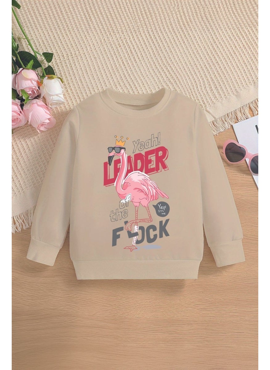 Myada - New Season Leader Written Crown Filamingo Printed Oversize Hooded Kids Sweatshirt 13599 - Image 1