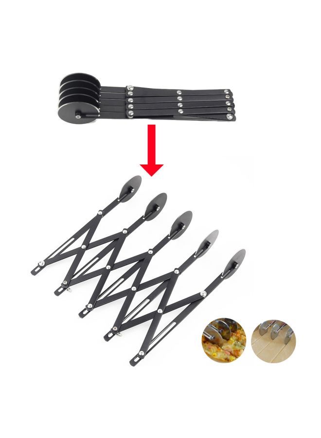 NIBEMINENT 5 Wheels Stainless Steel Adjustable Pizza Cutter Black 25.00x6.00x6.00centimeter - Image 4