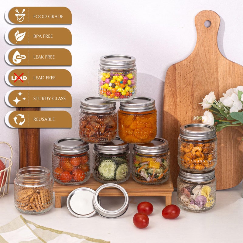 WACOI Mason Jars 8 Oz with Lids 12 Packs, Vintage Small Glass Canning Jars with Silver Metal Lids for Storing, Pickling, Honey, Jam, Home Decor, Candle and DIY Crafts - Image 5