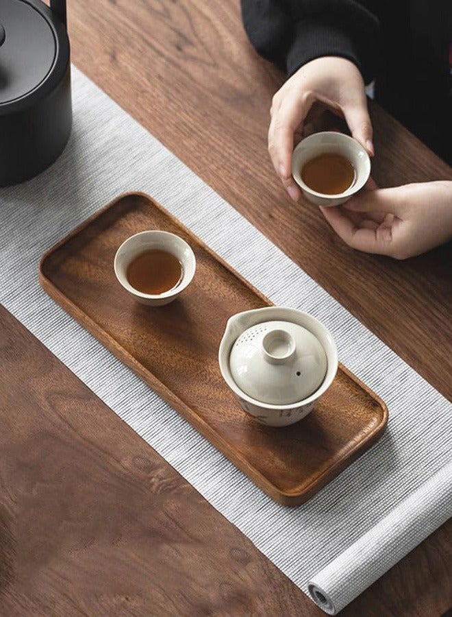 2 PCS Coffee Serving Tray 30✖12 CM, Large Food Wooden Platters,  Serving Dishes for Coffee, Breakfast, Tea, Dessert, Cheese, Rectangular Decorative Serving Tray for Kitchen, Bathroom, Vanity, Home D - Image 5
