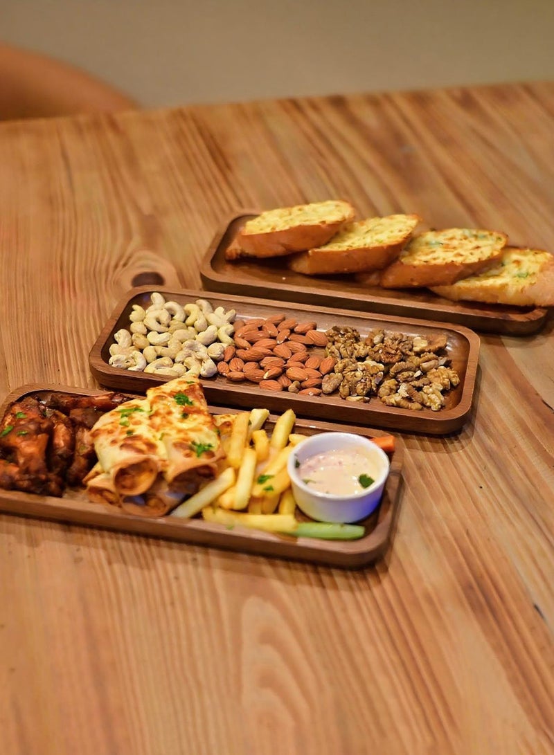 2 PCS Coffee Serving Tray 30✖12 CM, Large Food Wooden Platters,  Serving Dishes for Coffee, Breakfast, Tea, Dessert, Cheese, Rectangular Decorative Serving Tray for Kitchen, Bathroom, Vanity, Home D - Image 4