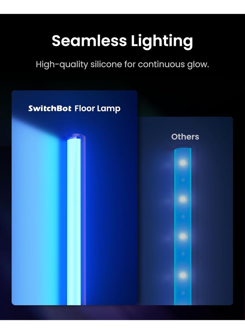 SwitchBot Smart RGB Floor Lamp with Matter, 16M Colors, Music Sync, Warm & Cool White, 1200lm Corner Standing Lamp Compatible with Alexa, Google Home, Apple Home, Scene Modes for Living Room & Bedroom - Image 4