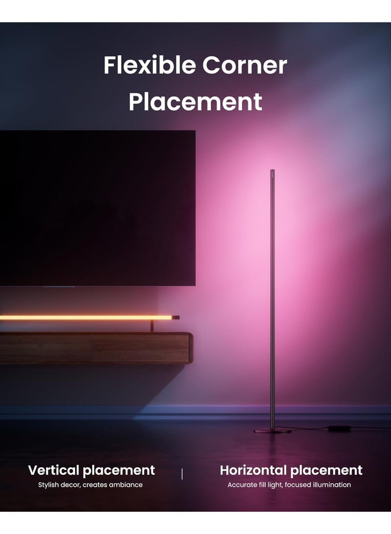 SwitchBot Smart RGB Floor Lamp with Matter, 16M Colors, Music Sync, Warm & Cool White, 1200lm Corner Standing Lamp Compatible with Alexa, Google Home, Apple Home, Scene Modes for Living Room & Bedroom - Image 3