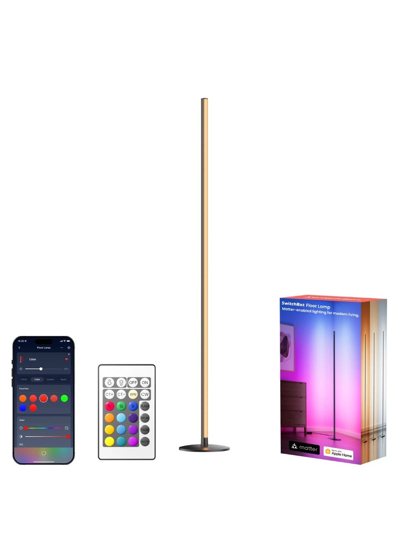 SwitchBot Smart RGB Floor Lamp with Matter, 16M Colors, Music Sync, Warm & Cool White, 1200lm Corner Standing Lamp Compatible with Alexa, Google Home, Apple Home, Scene Modes for Living Room & Bedroom - Image 2
