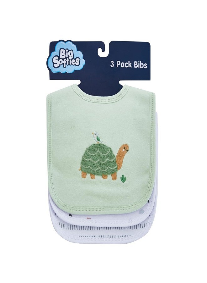 Big Softies مجموعة بيج سوفتيز من 3 مرايل أطفال مطرزة ومزينة برسومات، مزودة بشريط فيلكرو ناعم - سلحفاة - نعناع | قطن | فائقة النعومة وعالية الامتصاص | مناسبة للأطفال من عمر 6 إلى 24 شهرًا، لتخفيف سيلان اللعاب، والتسنين، والرضاعة | للجنسين - Image 3