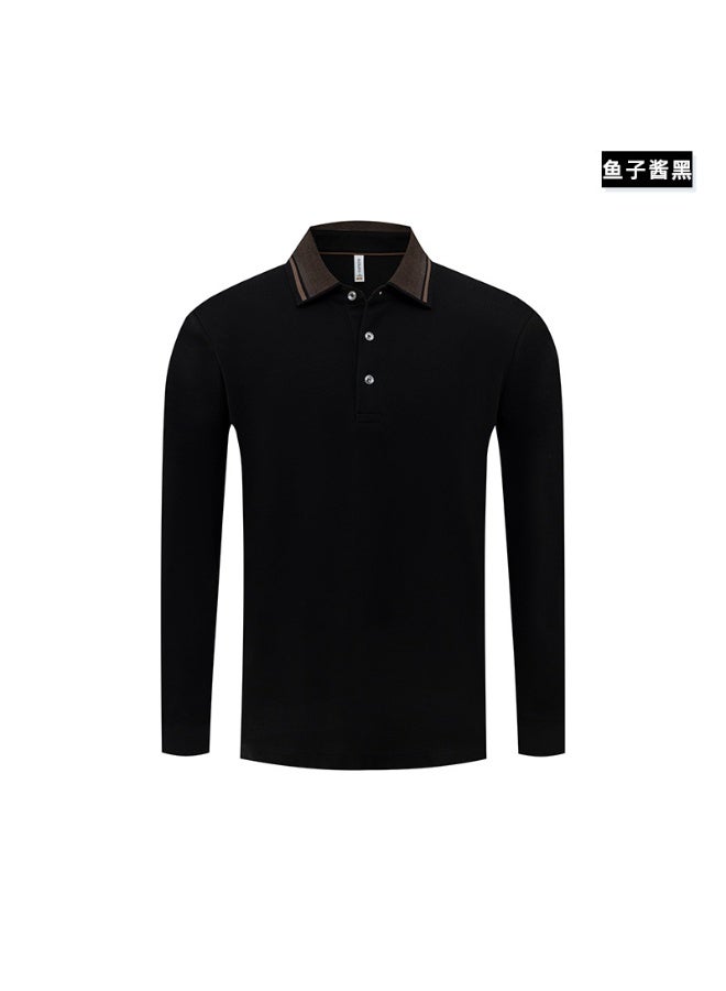 Casual Loose-fit Cotton Polo Shirt  Long Sleeve Lapel Autumn  For Work Leisure Open-collar Regular  - Image 2