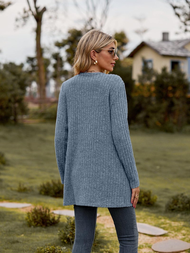 Witsmile Cardigan for Women Long Sleeve Women Casual Outwear Soft Knit Coat for Women Fashion Trendy(Grayish Blue, Large) - Image 2