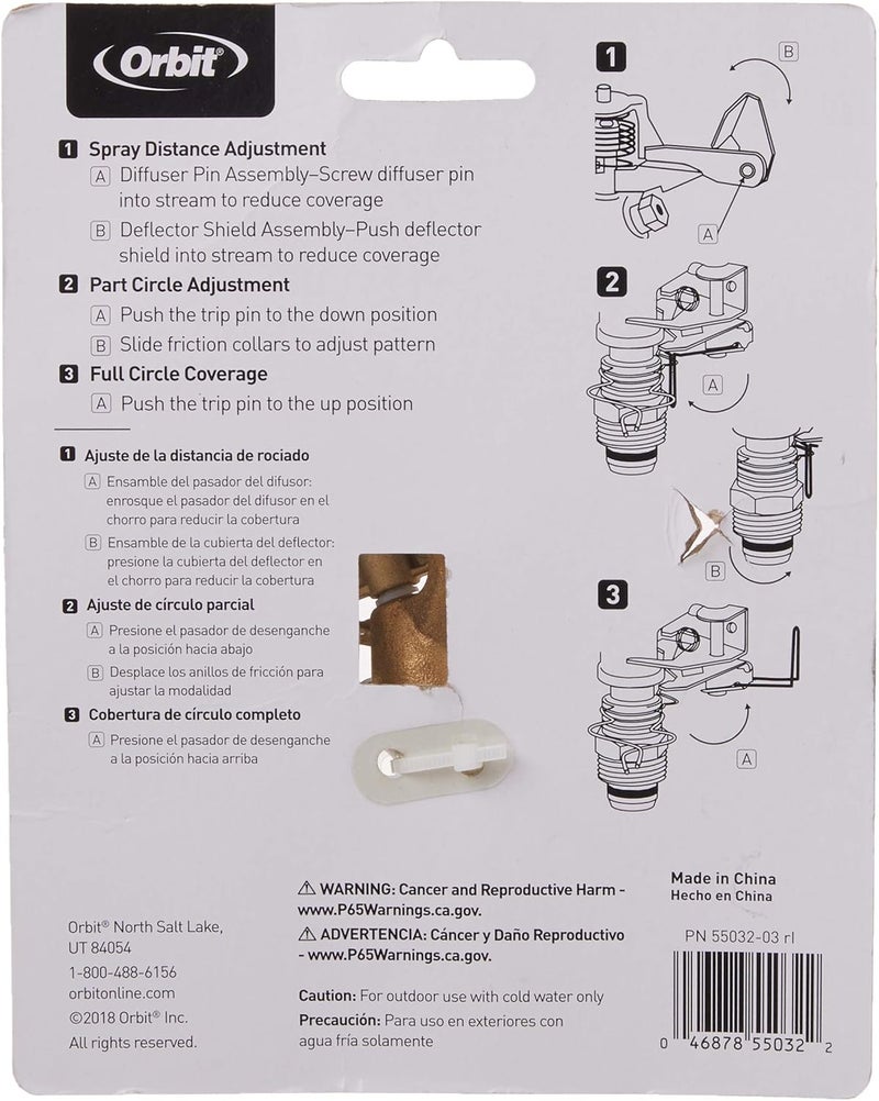 ORBIT 5-Pack 1/2" BRS Sprinkler Head, Connection, Silver and Gold - Image 3