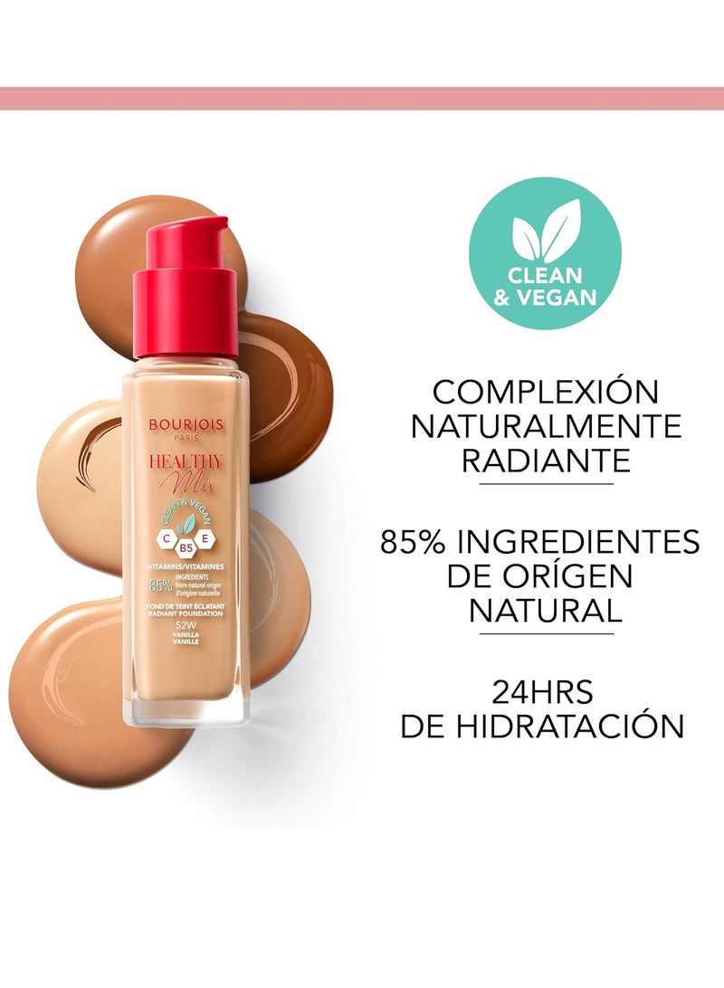 Paris Bourjois Healthy Mix Foundation, Free of Harmful Ingredients, 51.2W Golden Vanilla, 30 ml, For All Skin Types, Golden - Image 3
