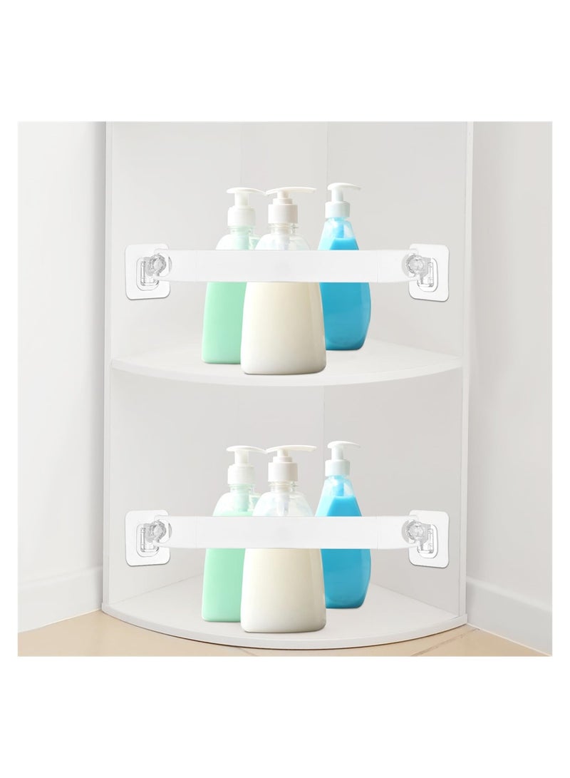 بار تخزين الزاوية للاستحمام، 2 قطعة ملحقات منزلية للرحلات وتجهيزات حاملة للحمام، رفوف زاوية بيضاء قابلة للتعديل، ملحقات ضرورية لتنظيم الحمام في السيارة. - Image 1