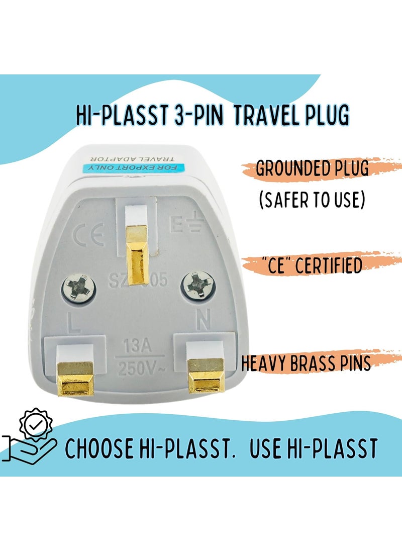 HI PLASST PINS N PLUGS TypeG Plug Adapter UK Converter 3pcs India to UK Plug Adaptor for Hong Kong UAE Dubai Singapore England Universal Travel Adapter Power Plug Pack of 3  - Image 5