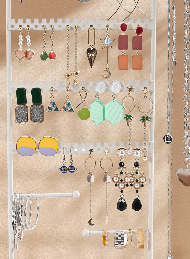 LOOPITYS Jewelry storage rack, jewelry rack, jewelry rack, earring storage rack, 6-story earring storage rack, necklace rack, jewelry bracelet storage rack, with detachable wooden ring tray and white coated metal rack, used for jewelry organization and storage, also a great gift item - Image 4