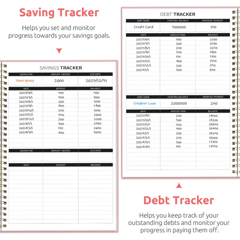 Taja Budget Planner - Monthly Budget Book with Expense Tracker Notebook, Undated Bill Organizer & Finance Planner to Take Control of Your Money, Account Book to Manage Your Finances-Pink - Image 5