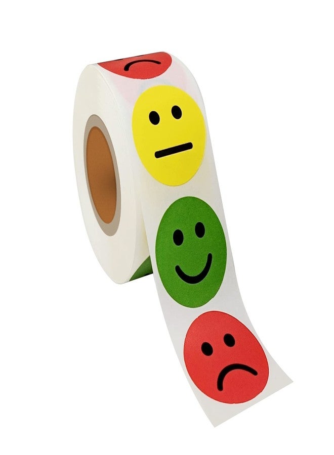 STARLIBOO Happy/Sad/Smile Face Behavior Stickers,Face Stickers for Teachers parients and Kids Reward，1" 500 pcs Per Roll- (Red/Yellow/Green) - Image 1