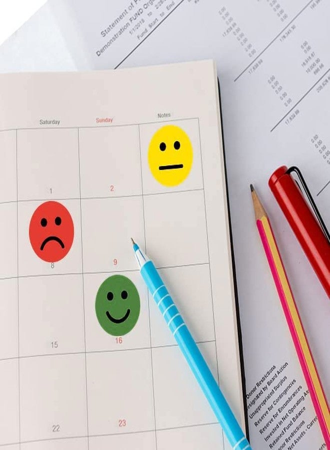 STARLIBOO Happy/Sad/Smile Face Behavior Stickers,Face Stickers for Teachers parients and Kids Reward，1" 500 pcs Per Roll- (Red/Yellow/Green) - Image 4