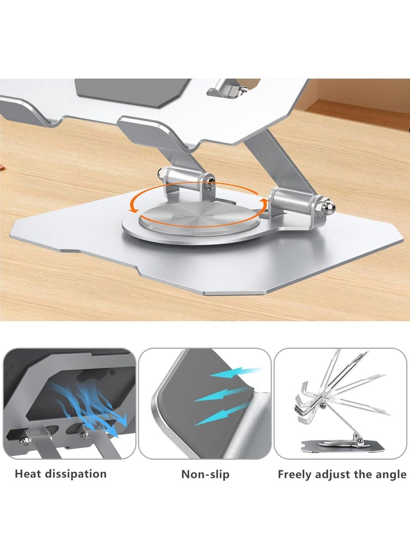 Adjustable 360° Aluminum Tablet & Phone Stand – Foldable and Rotating Desk Mount for 4.7"–12.9" Devices – Silver - Image 3