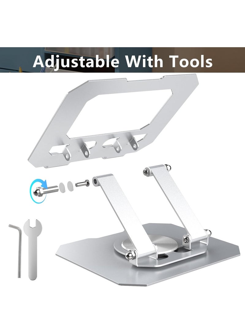 Adjustable 360° Aluminum Tablet & Phone Stand – Foldable and Rotating Desk Mount for 4.7"–12.9" Devices – Silver - Image 4