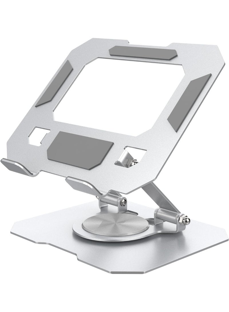 Adjustable 360° Aluminum Tablet & Phone Stand – Foldable and Rotating Desk Mount for 4.7"–12.9" Devices – Silver - Image 1