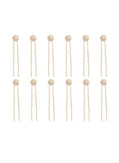Ammei Headpiece Crystal Bridal Hair Pins Clips Wedding Hair Accessories Hair Set Jewelry With Rhinestone For Brides And Bridesmaids Set Of 12 (Gold)  - Image 1