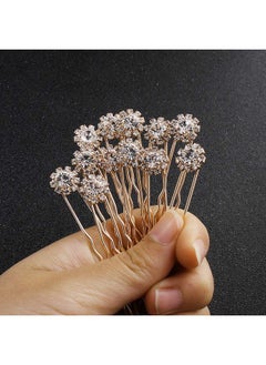 Ammei Headpiece Crystal Bridal Hair Pins Clips Wedding Hair Accessories Hair Set Jewelry With Rhinestone For Brides And Bridesmaids Set Of 12 (Gold)  - Image 3