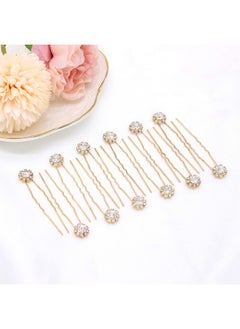 Ammei Headpiece Crystal Bridal Hair Pins Clips Wedding Hair Accessories Hair Set Jewelry With Rhinestone For Brides And Bridesmaids Set Of 12 (Gold)  - Image 2