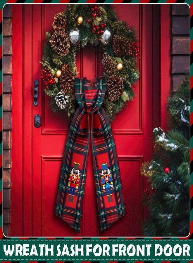 CraftyDream Wreath Sash for Front Door Wreath Satin Sash Blank Sashes Embroidery Monogram Yard Doorway Indoor Outdoor Wall Ribbon Bow Home Decor (Red, Black,Black Nutcracker) - Image 4