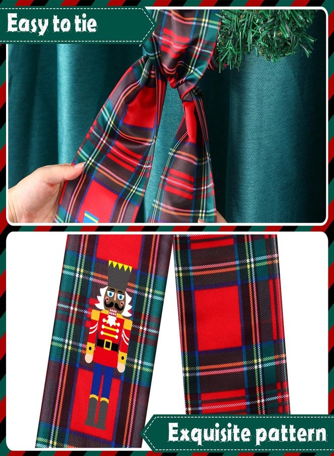 CraftyDream Wreath Sash for Front Door Wreath Satin Sash Blank Sashes Embroidery Monogram Yard Doorway Indoor Outdoor Wall Ribbon Bow Home Decor (Red, Black,Black Nutcracker) - Image 5