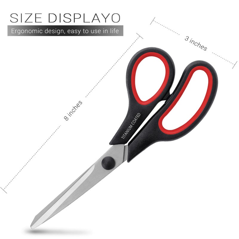 Hutou Scissors 8"" Multipurpose Scissors Right/Left Handed Titanium Coated Sturdy Sharp Scissors For Office Home School Students Teacher Art Craft Diy Supplies - Image 2