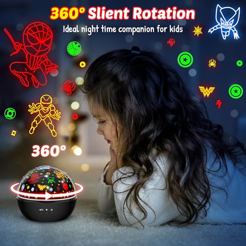 MOKOQI Super Hero Night Light for Boys | Spiderman Night Light and Star Projector 2-in-1 | Avengers Light Projector for Kids Bedroom Decor | Superhero Toys Gifts for Boys 4-6 - Image 3