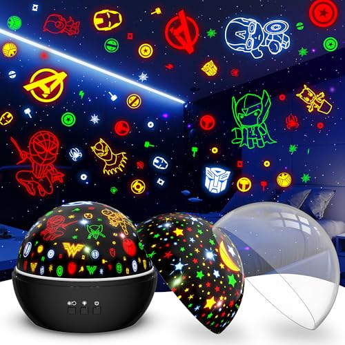 MOKOQI Super Hero Night Light for Boys | Spiderman Night Light and Star Projector 2-in-1 | Avengers Light Projector for Kids Bedroom Decor | Superhero Toys Gifts for Boys 4-6 - Image 1