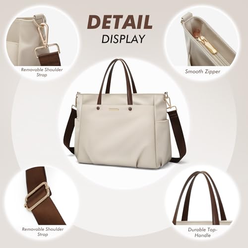 GOLF SUPAGS Laptop Tote Bag 15 Inch, Computer Shoulder Bag Large Work Tote Bag for Women, Laptop Carrying Case Stylish Handbag for Business Travel (Apricot) - Image 4