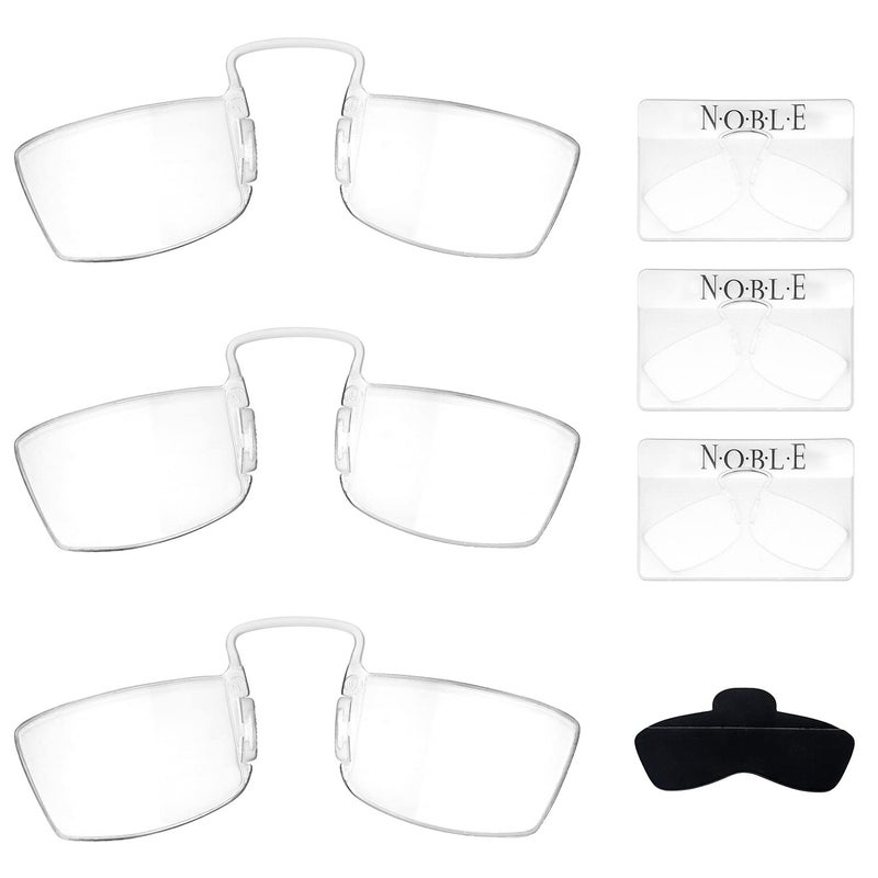 Noble Small Reading Glasses 3 Pack Rimless Readers with 3 Wallet Credit Card Holders and 1 Cell Phone Case Pocket Magnifying Cheaters for Men and Women 250