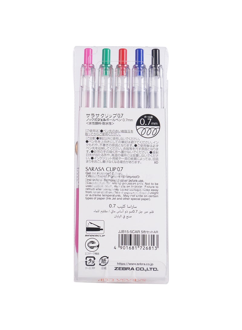 زيبرا ساراسا كليب أقلام جل 0.7 ملم , للكتابة السلسة , الرسم , تدوين الملاحظات , طقم من 5 الوان - Image 2