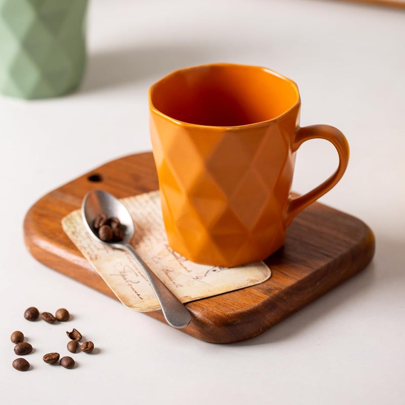 MIWARE 11 Ounce Porcelain Mugs Set of 6 Tea and Cocoa Mug Set Orange Matte - Image 3