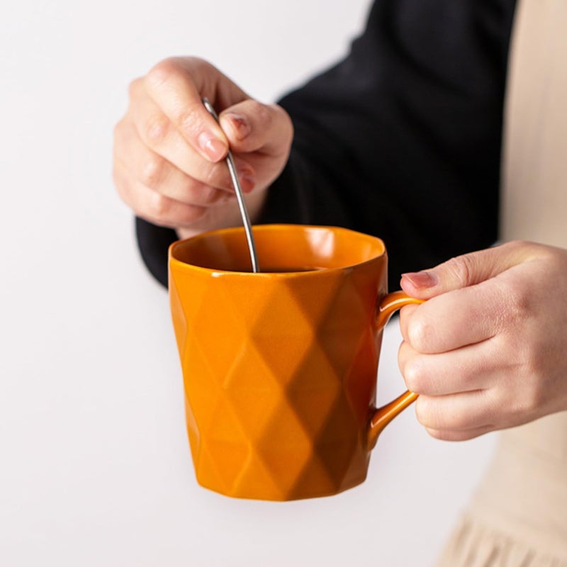 MIWARE 11 Ounce Porcelain Mugs Set of 6 Tea and Cocoa Mug Set Orange Matte - Image 5