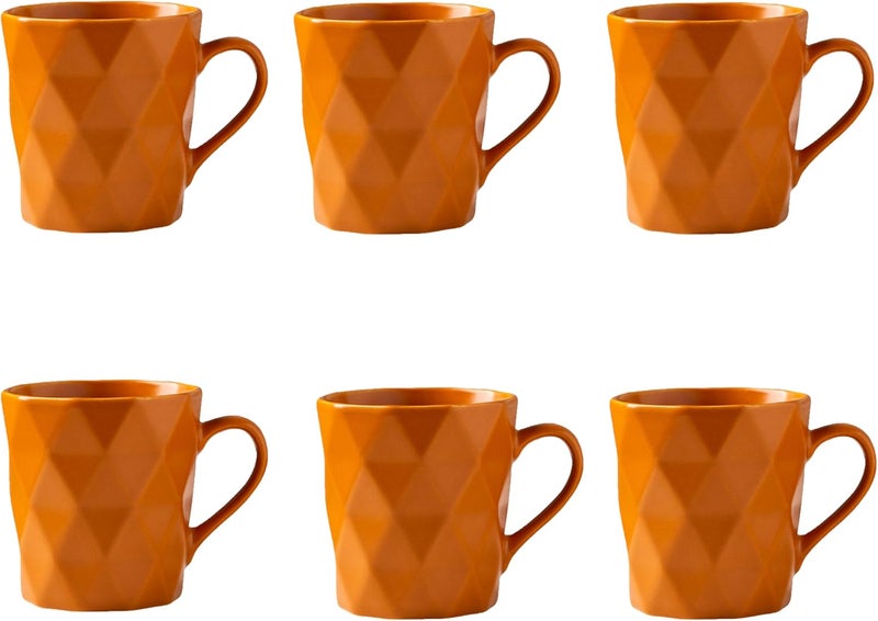 MIWARE 11 Ounce Porcelain Mugs Set of 6 Tea and Cocoa Mug Set Orange Matte - Image 1