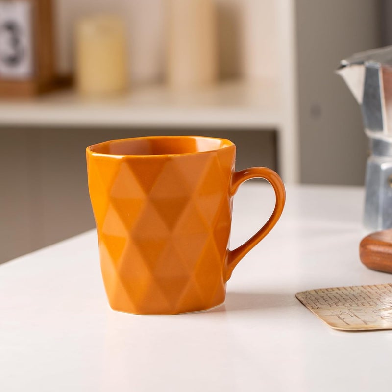 MIWARE 11 Ounce Porcelain Mugs Set of 6 Tea and Cocoa Mug Set Orange Matte - Image 2
