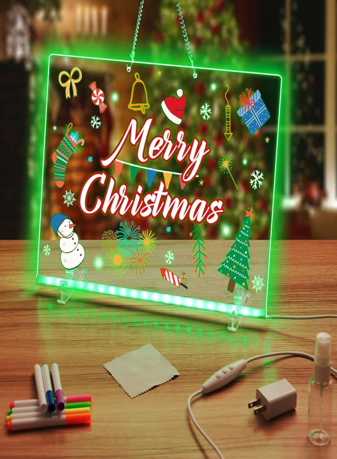 Light Up Drawing Board with 7 Colors,13.8''x9.8''Led Note Acrylic Dry Erase Board Writing Marker Magic Board With 7 Marker Pen Led Writing Message Tablet for Christmas & Birthday Gifts - Image 1