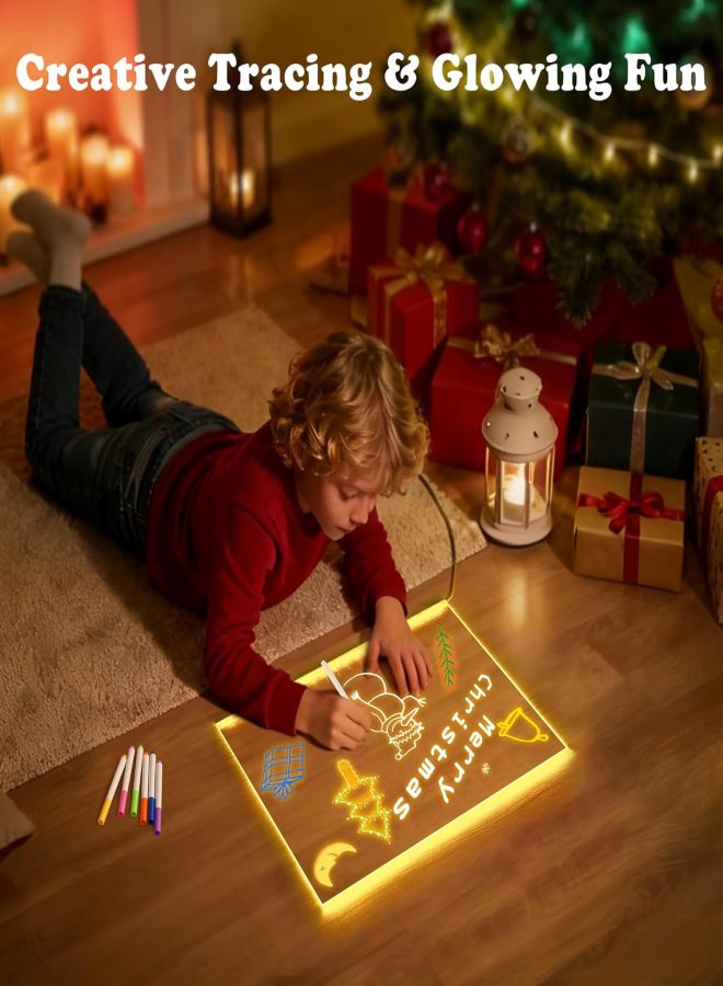 Light Up Drawing Board with 7 Colors,13.8''x9.8''Led Note Acrylic Dry Erase Board Writing Marker Magic Board With 7 Marker Pen Led Writing Message Tablet for Christmas & Birthday Gifts - Image 5