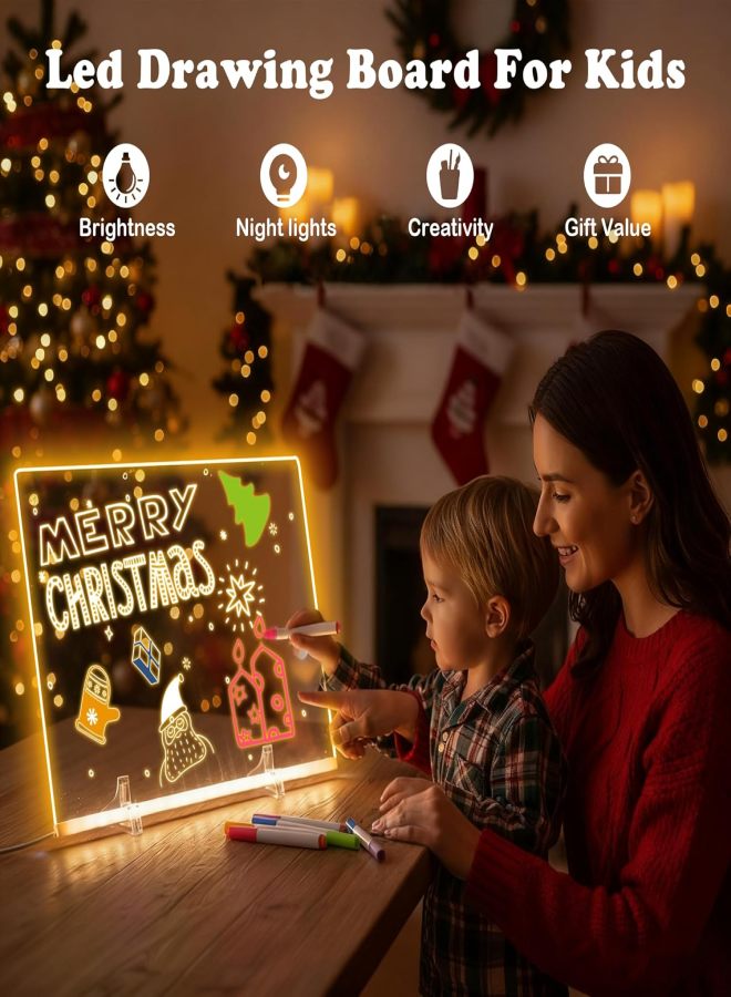 Light Up Drawing Board with 7 Colors,13.8''x9.8''Led Note Acrylic Dry Erase Board Writing Marker Magic Board With 7 Marker Pen Led Writing Message Tablet for Christmas & Birthday Gifts - Image 3