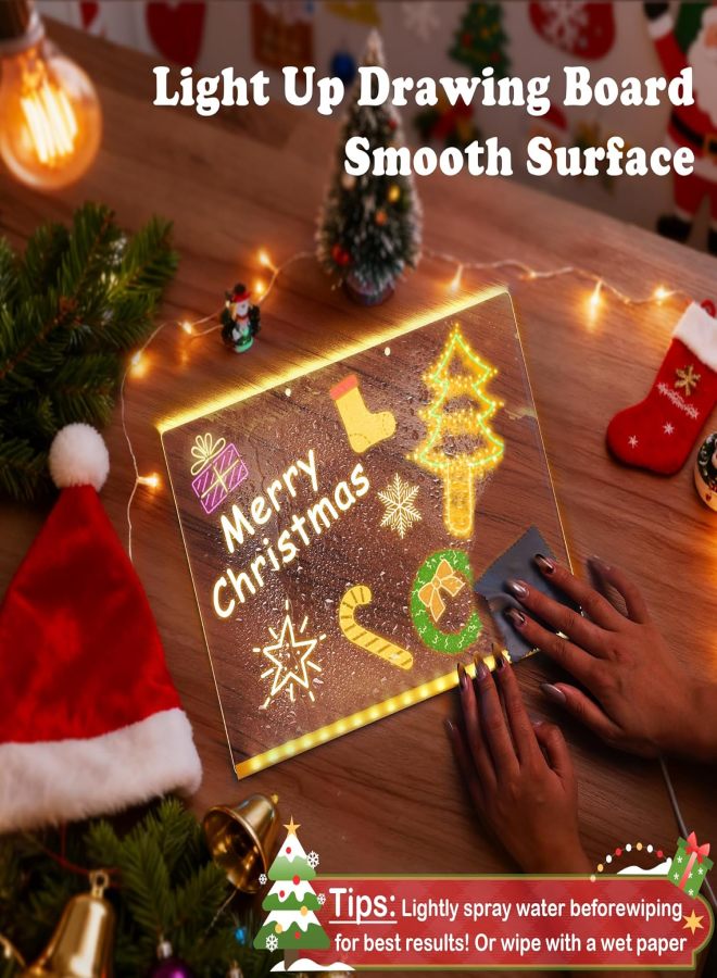 Light Up Drawing Board with 7 Colors,13.8''x9.8''Led Note Acrylic Dry Erase Board Writing Marker Magic Board With 7 Marker Pen Led Writing Message Tablet for Christmas & Birthday Gifts - Image 4