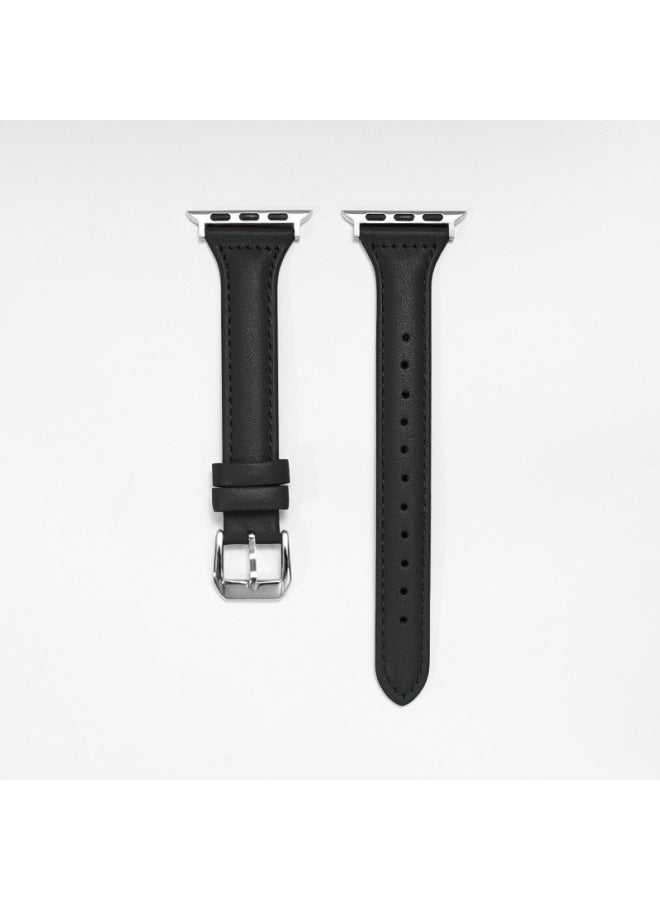 MSSM Suitable For Iwatch Strap 4/5/6/7/8ultra Apple First Layer Leather Small Man Waist Strap Slim Thin Leather - Image 1